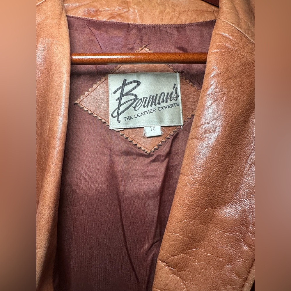 Vintage‎ 60s 70s Berman's Leather Jacket DISTRESSED Brown 10 (fits like a 6). - Picture 5 of 10